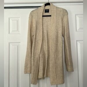 Abercrombie & Fitch cozy long cream cardigan with pockets and tie waist